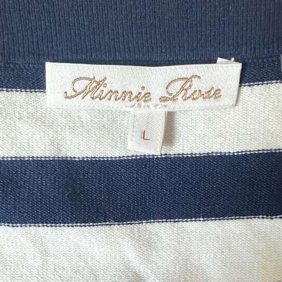 Minnie Rose Preppy Navy and White Striped Long Sleeve Dress - Picture 2 of 4